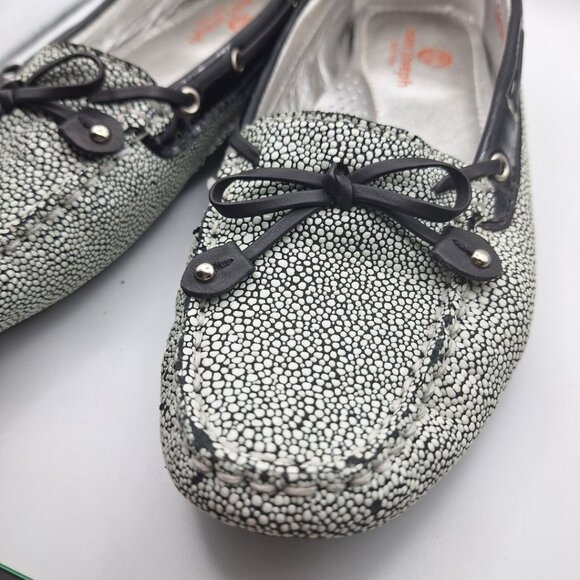 Marc Joseph Pebbled Flats Cypress Hill Tie Black White Leather Brazil Womens 8 - Picture 2 of 9